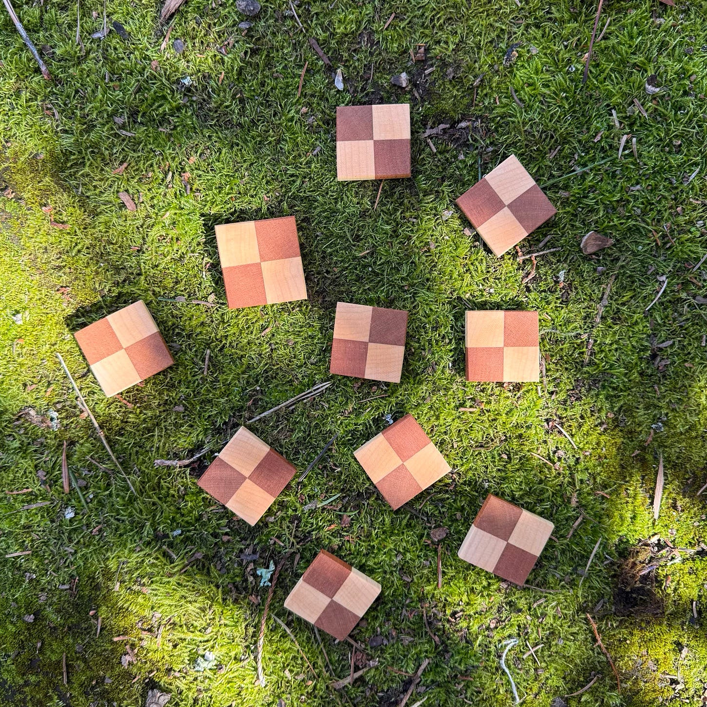 Wood Checkerboard Fridge Magnets – Set of 10